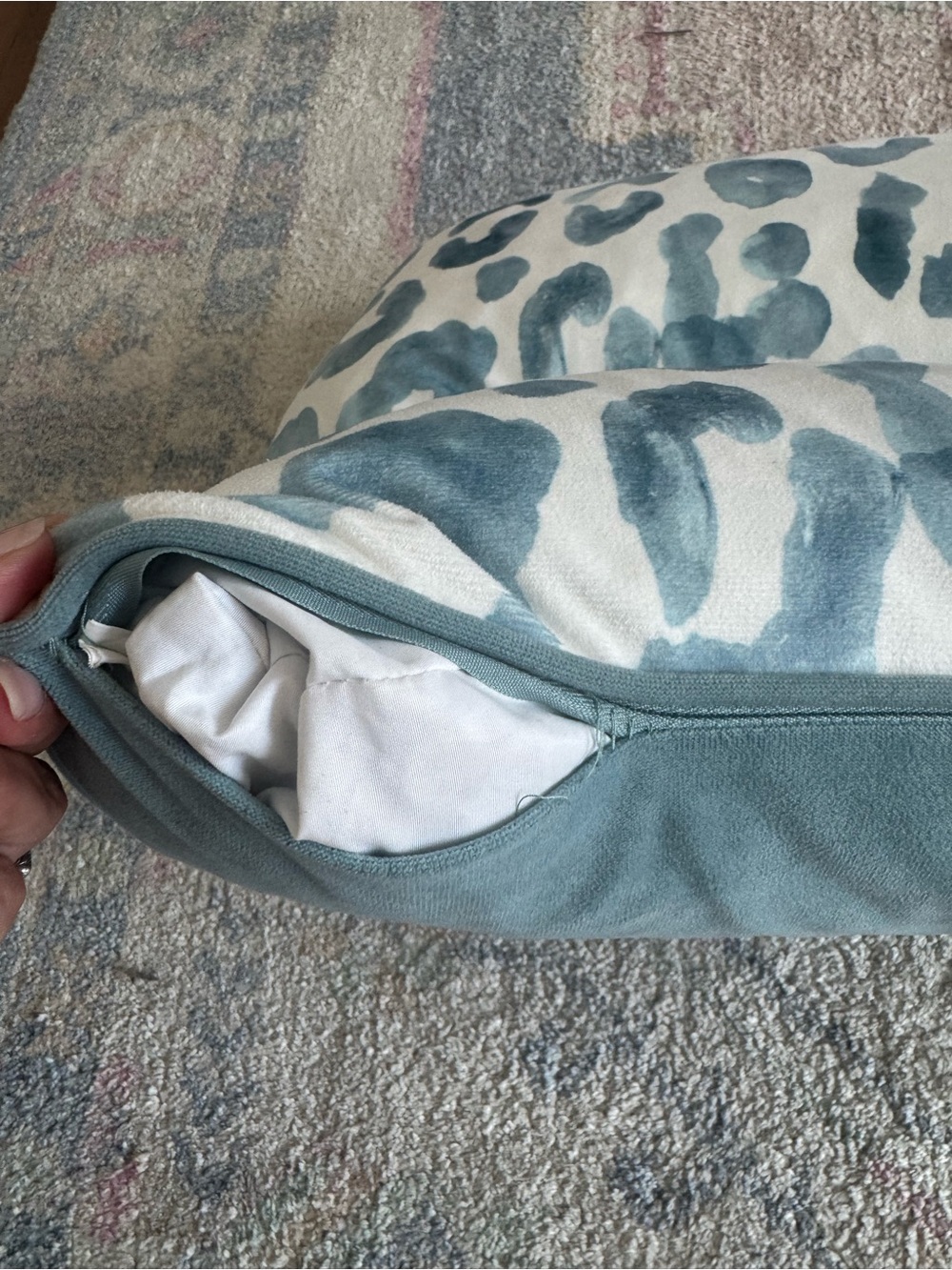 Blue Leopard Print Decorative Pillow - Set of 2 - Picture 3 of 3